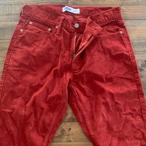 Old navy Slim jeans. Corduroy material. Rust red color. Size:30x34